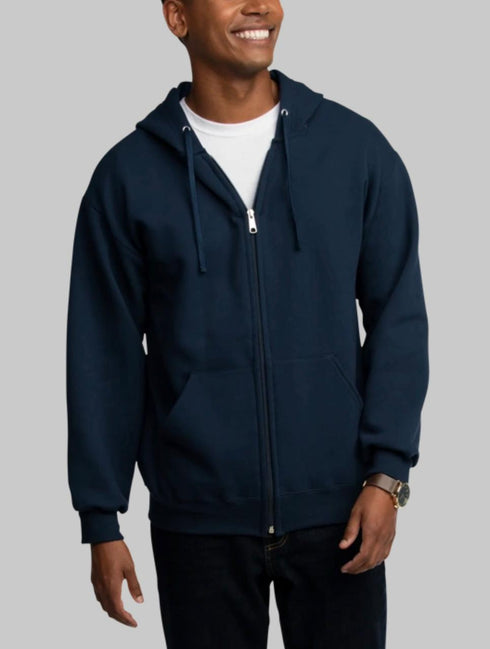 FRUIT OF THE LOOM EVERSOFT FLEECE FULL ZIP HOODIE SWEATSHIRT